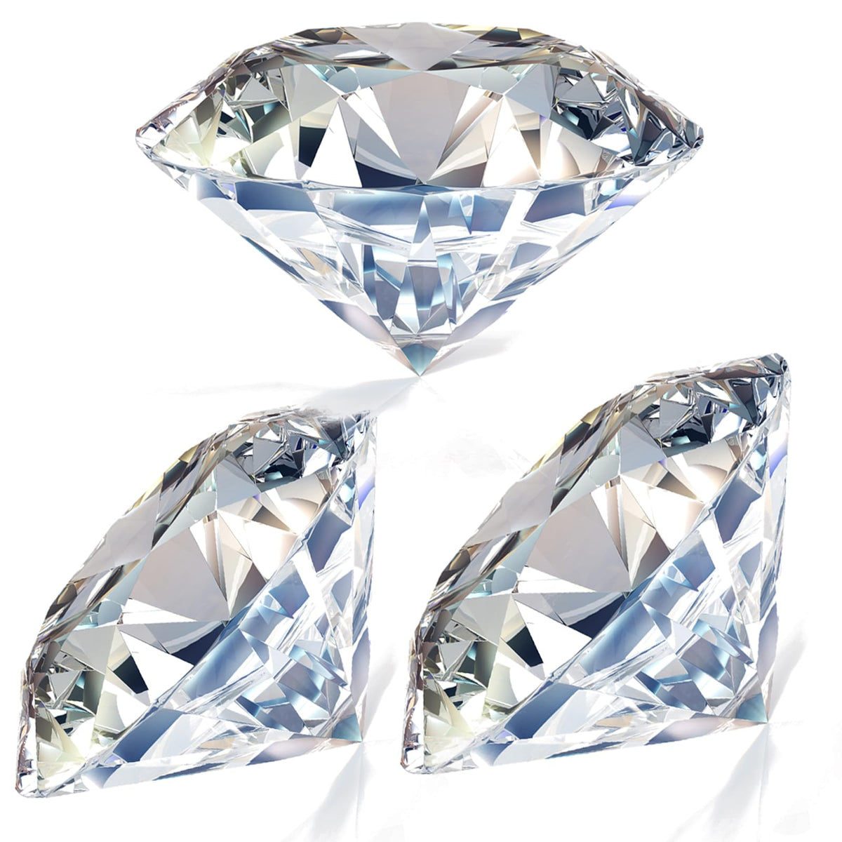 3-Pack 80mm (3") Clear K9 Crystal Diamond Paperweights