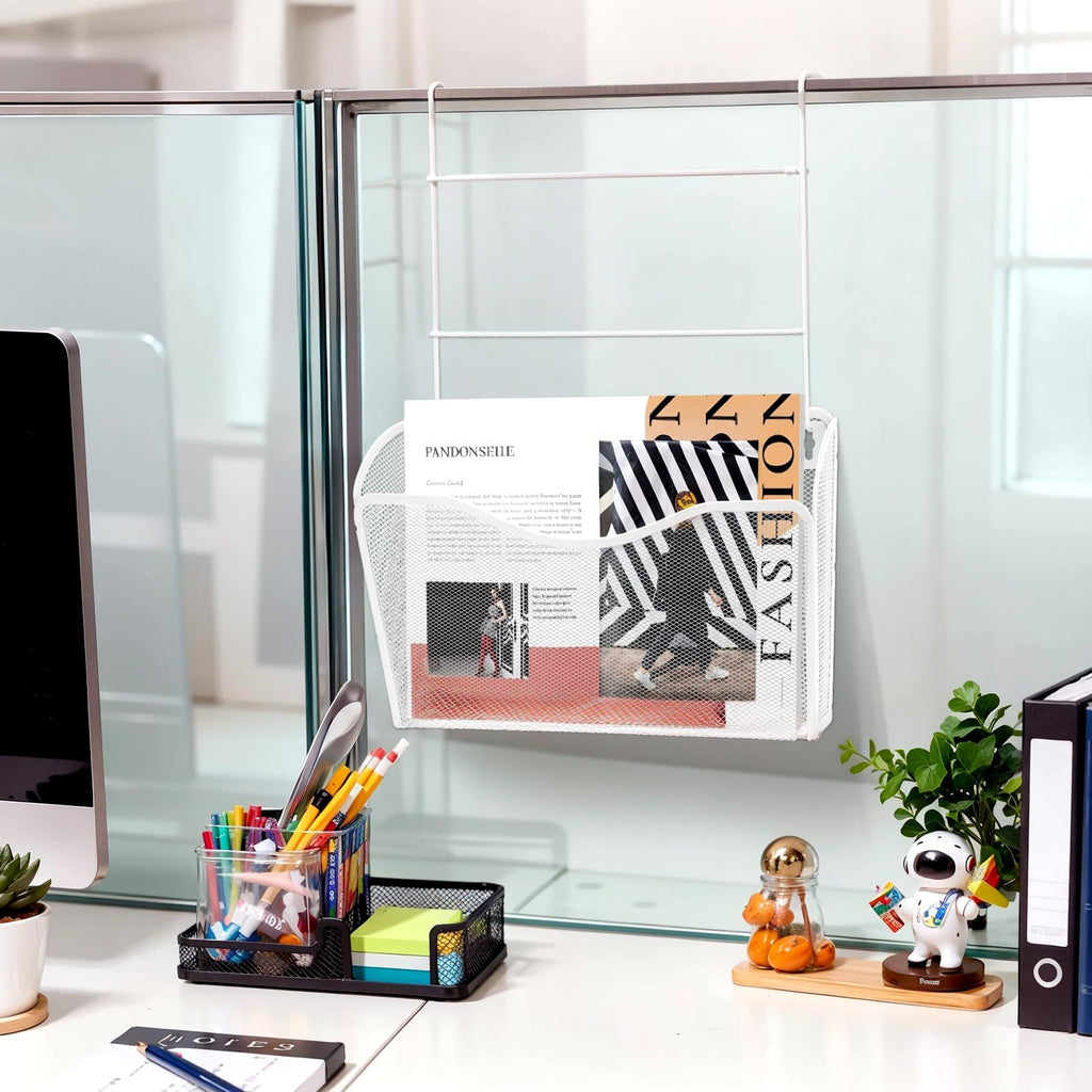 3-Pack Wall-Mount Mesh Metal File Holders, White