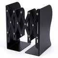 3-Zone Adjustable Metal Book Organizer — Heavy-Duty Slide Bookends 15–50cm (Black)