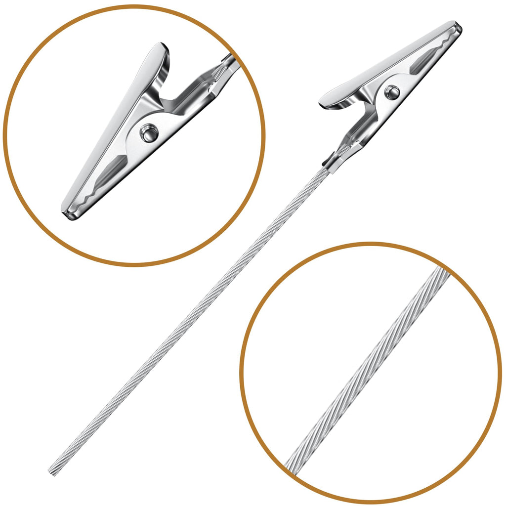30 Metal Wire Alligator Card Clips, 10cm Silver