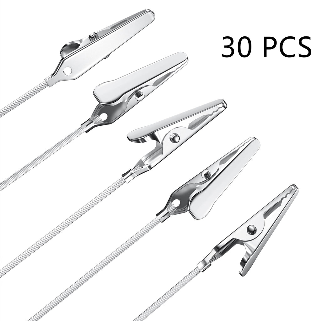 30 Metal Wire Alligator Card Clips, 10cm Silver