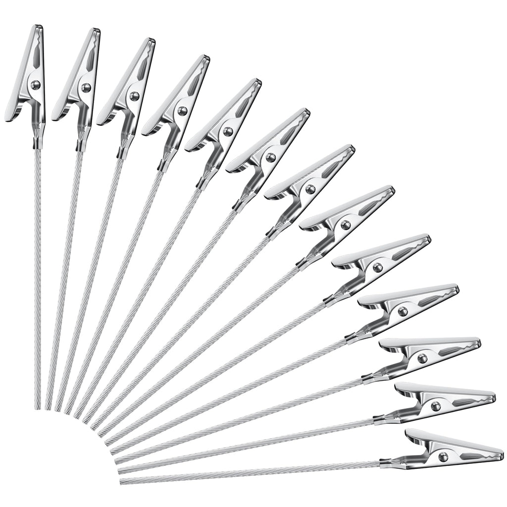 30 Metal Wire Alligator Card Clips, 10cm Silver