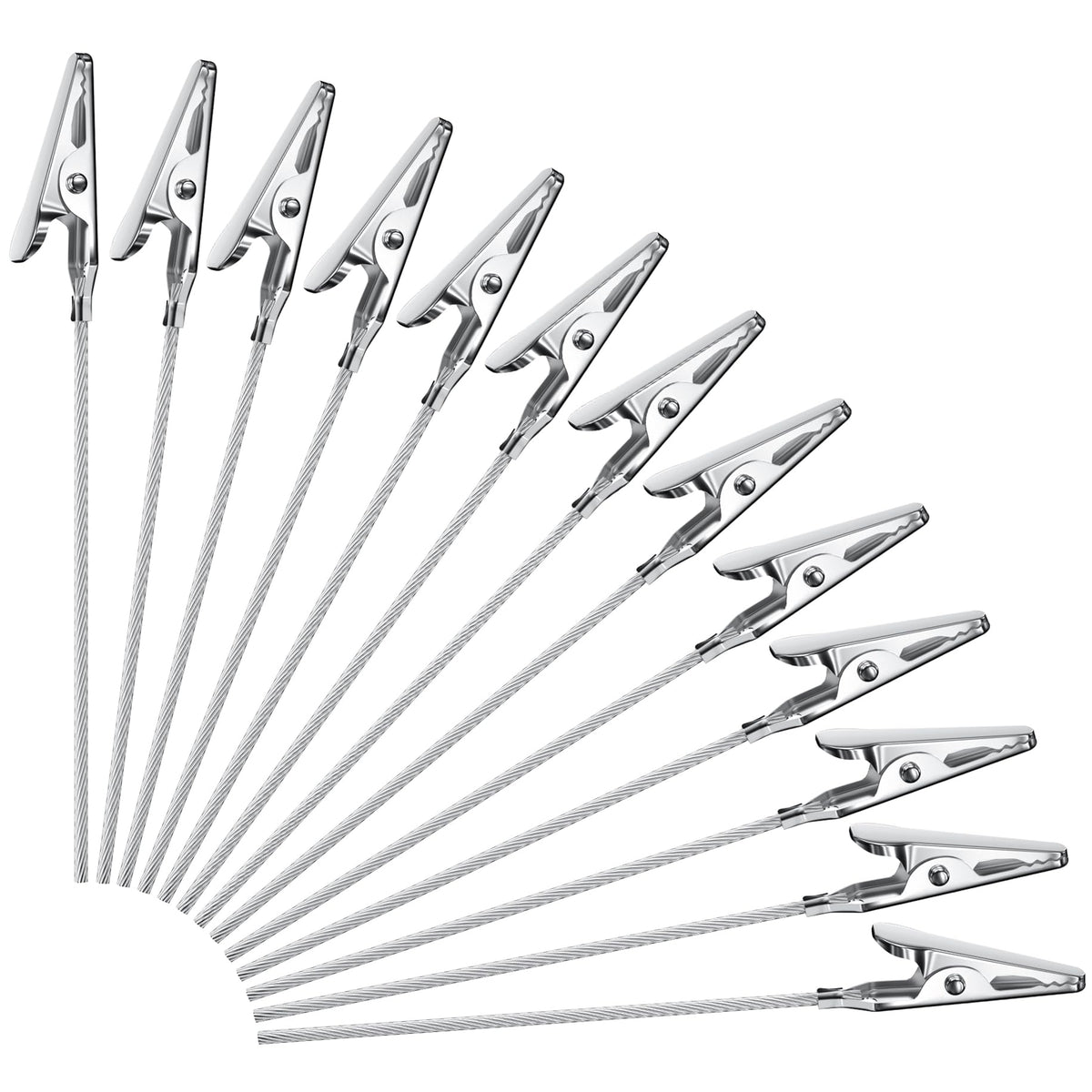 30 Metal Wire Alligator Card Clips, 10cm Silver