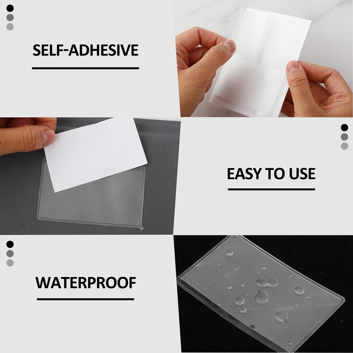 30-Pack Clear Self-Adhesive Top-Open Index Card Label Holders