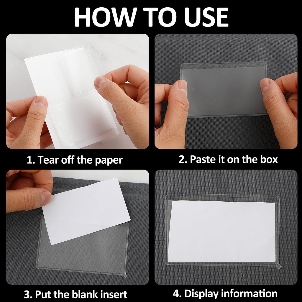 30-Pack Clear Self-Adhesive Top-Open Index Card Label Holders
