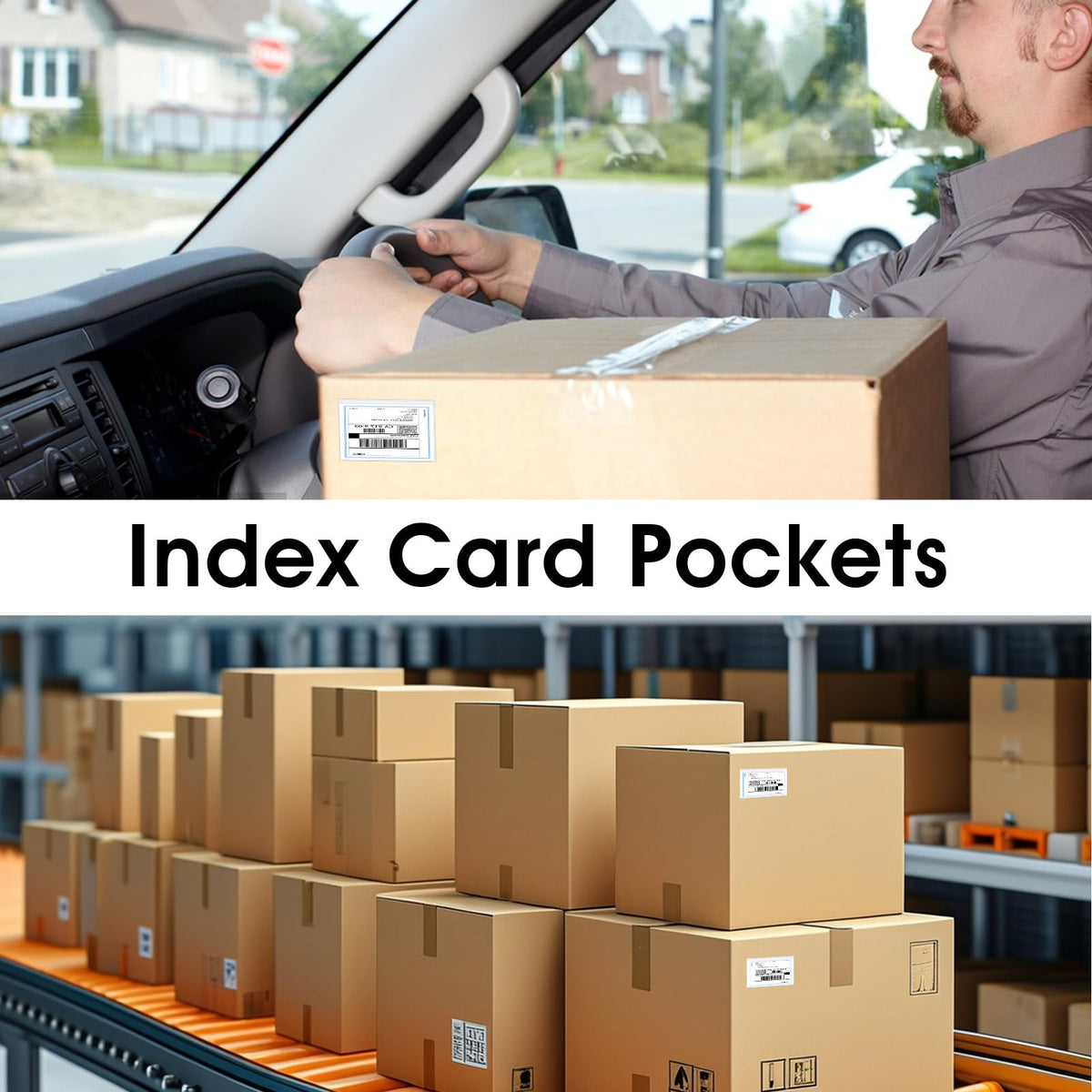 30-Pack Clear Self-Adhesive Top-Open Index Card Label Holders