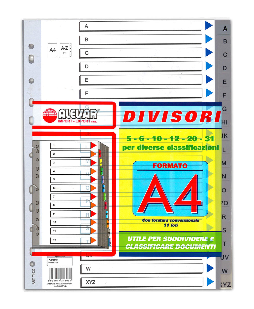 3130/20 A4 A–Z Alphabetical Dividers for Ring Binders, Clear, 20-Pack