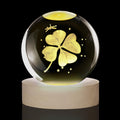 3D Four-Leaf Clover Crystal Ball, 7-Color LED Night Light 60mm