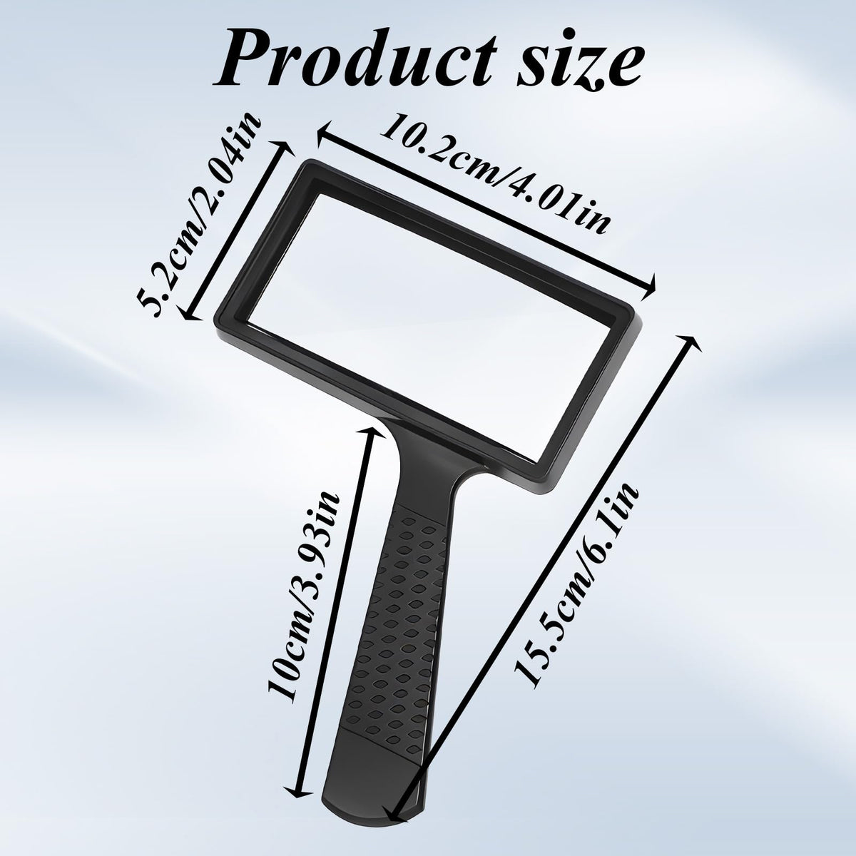 3X Magnifying Glass, Rectangle Reading Magnifier Large Handheld Magnifying Glasses Scratch Resistant Glass Lens for Observation Reading Hobbies Nature Exploration Repair