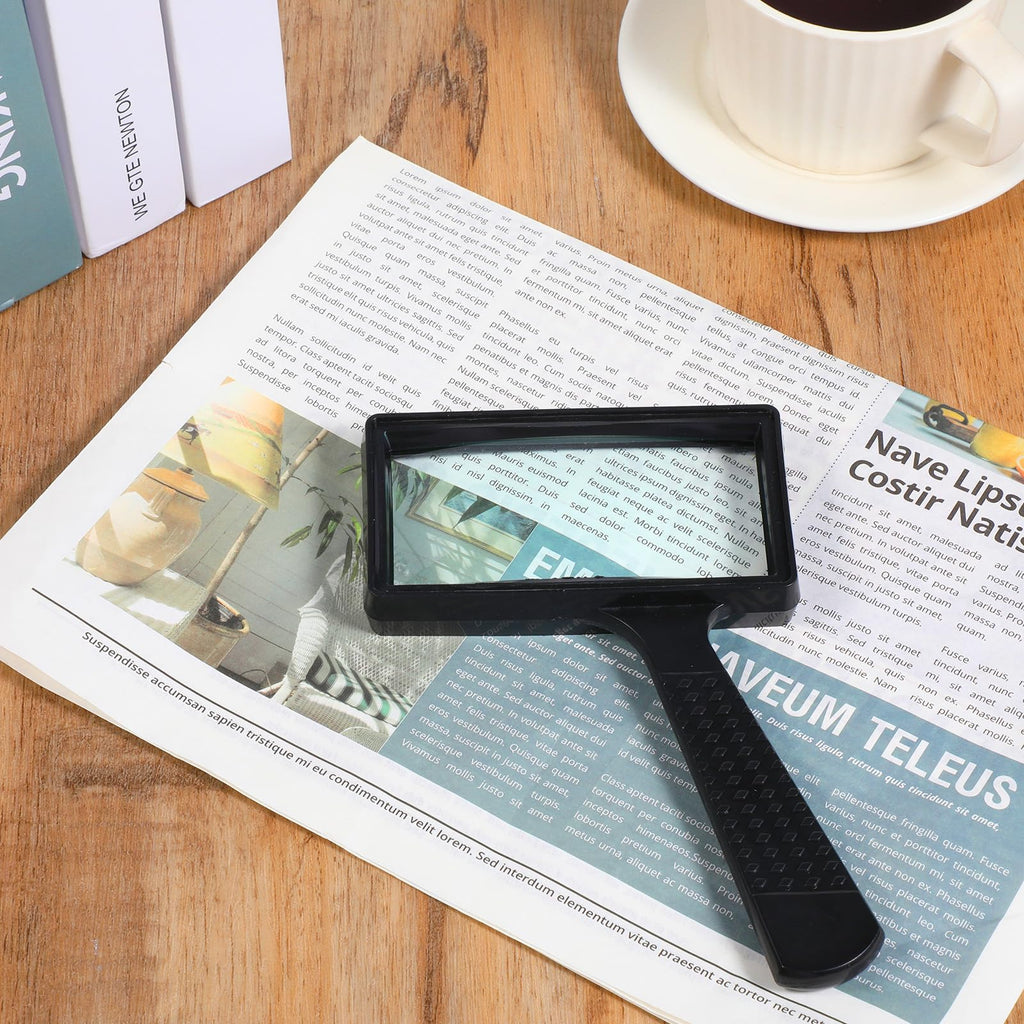 3X Magnifying Glass, Rectangle Reading Magnifier Large Handheld Magnifying Glasses Scratch Resistant Glass Lens for Observation Reading Hobbies Nature Exploration Repair