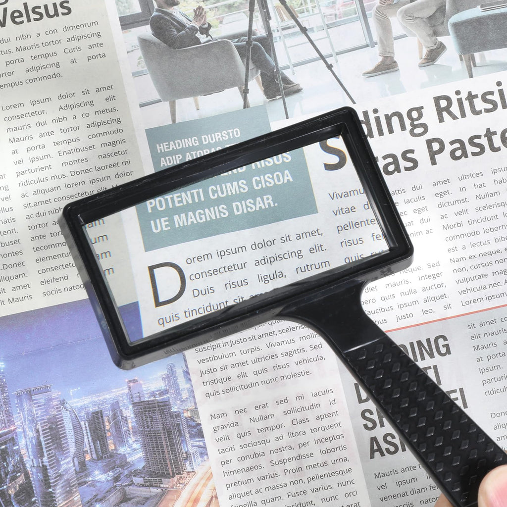 3X Magnifying Glass, Rectangle Reading Magnifier Large Handheld Magnifying Glasses Scratch Resistant Glass Lens for Observation Reading Hobbies Nature Exploration Repair