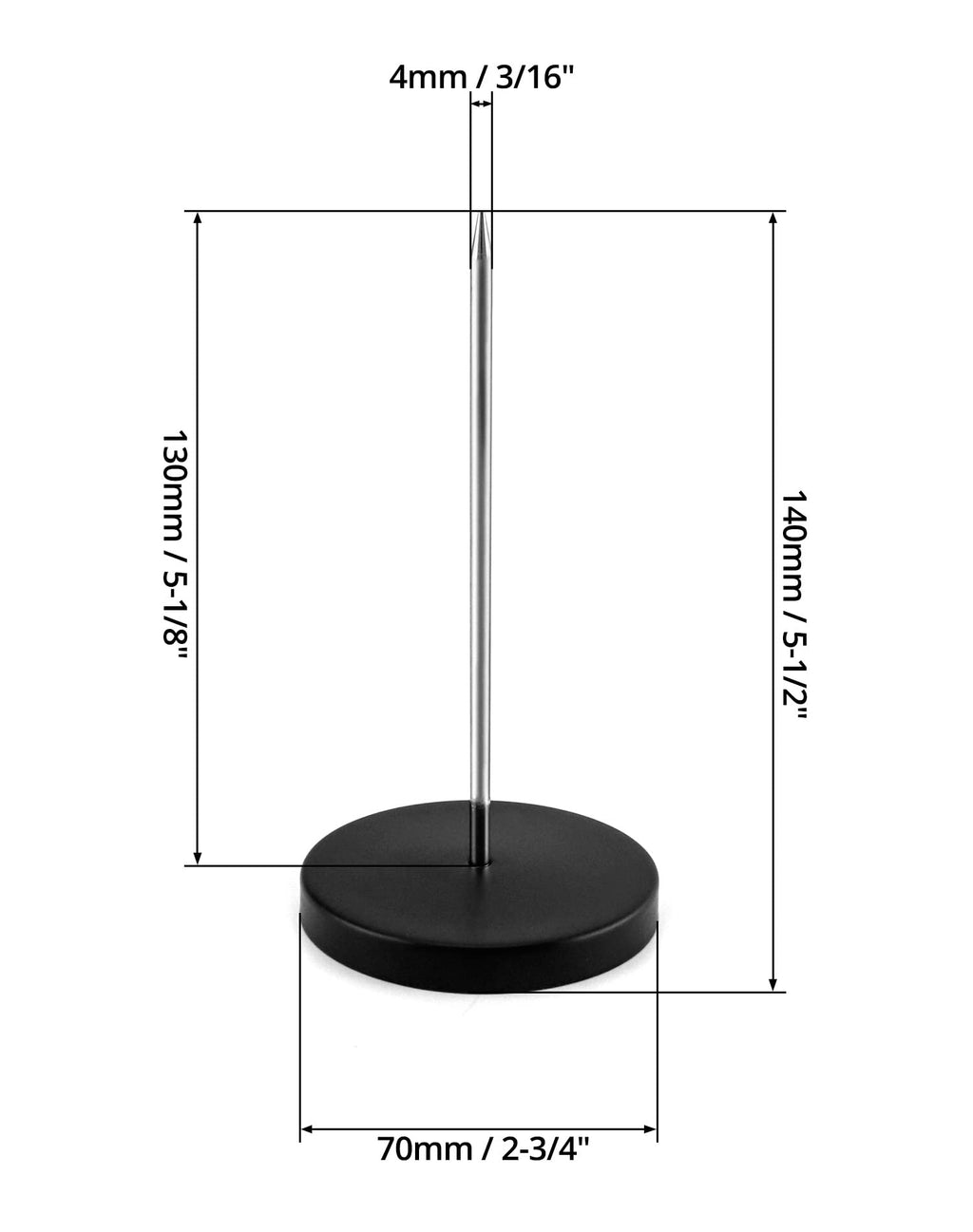 4-Pack Desk Receipt Spindle Holder, 5.5 in Black