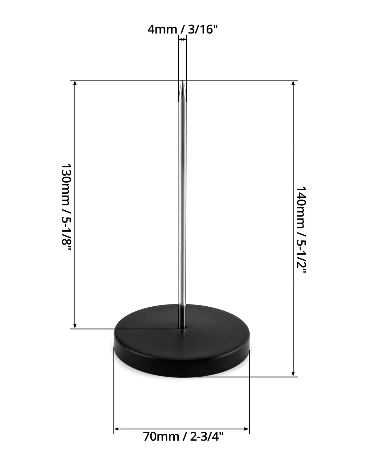 4-Pack Desk Receipt Spindle Holder, 5.5 in Black