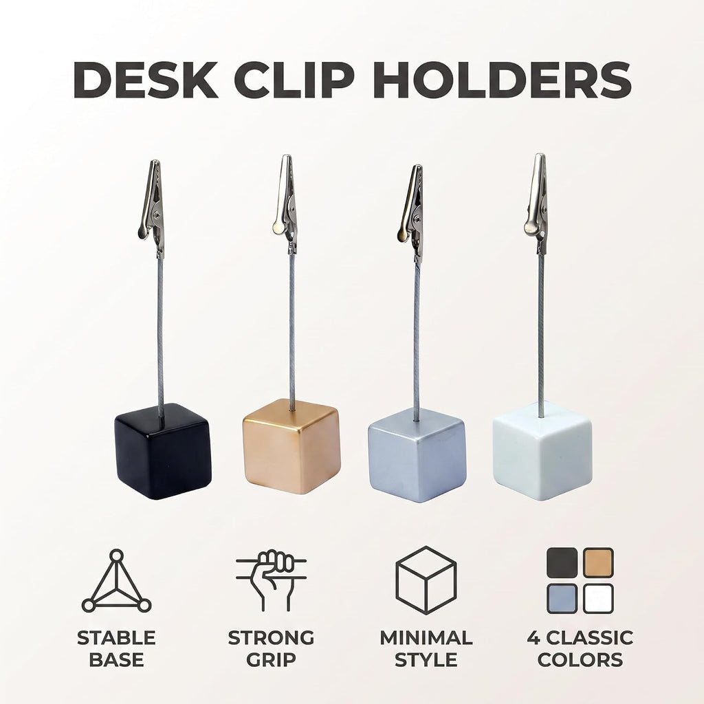 4-Pack Memo Clip Holders with Alligator Clips, Desk Note & Photo Stands