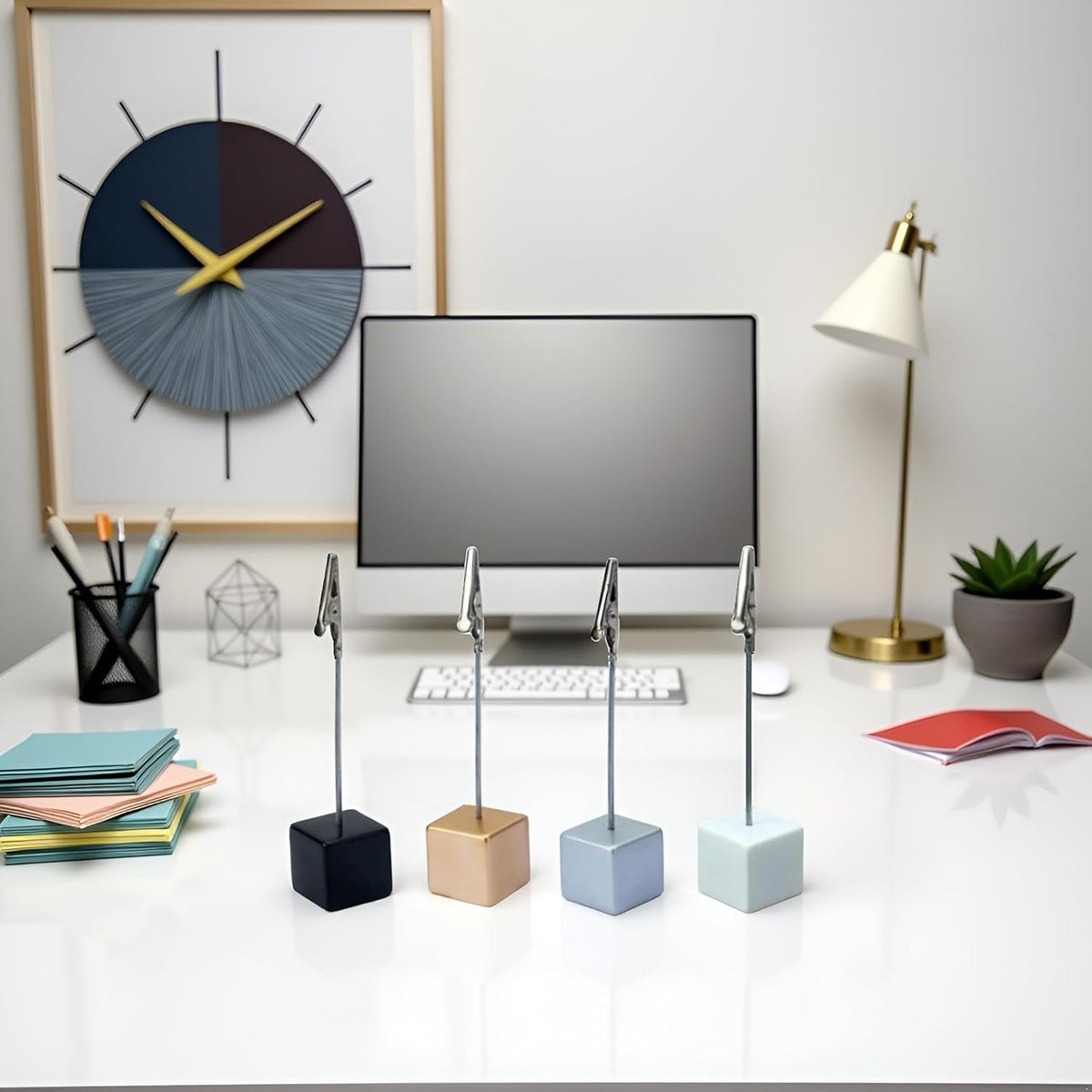 4-Pack Memo Clip Holders with Alligator Clips for Desk