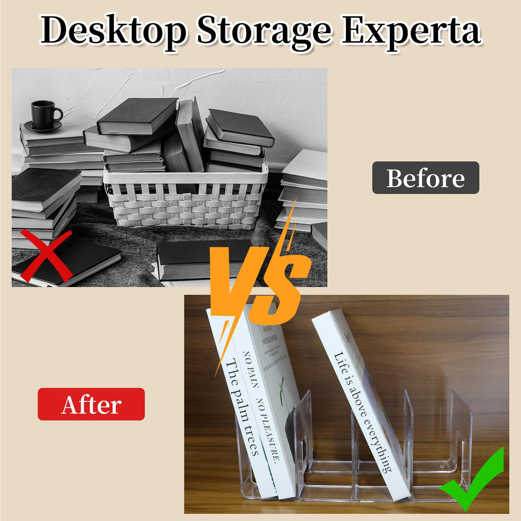 4-Slot Transparent Magazine File Holder with A4 Plastic Folder