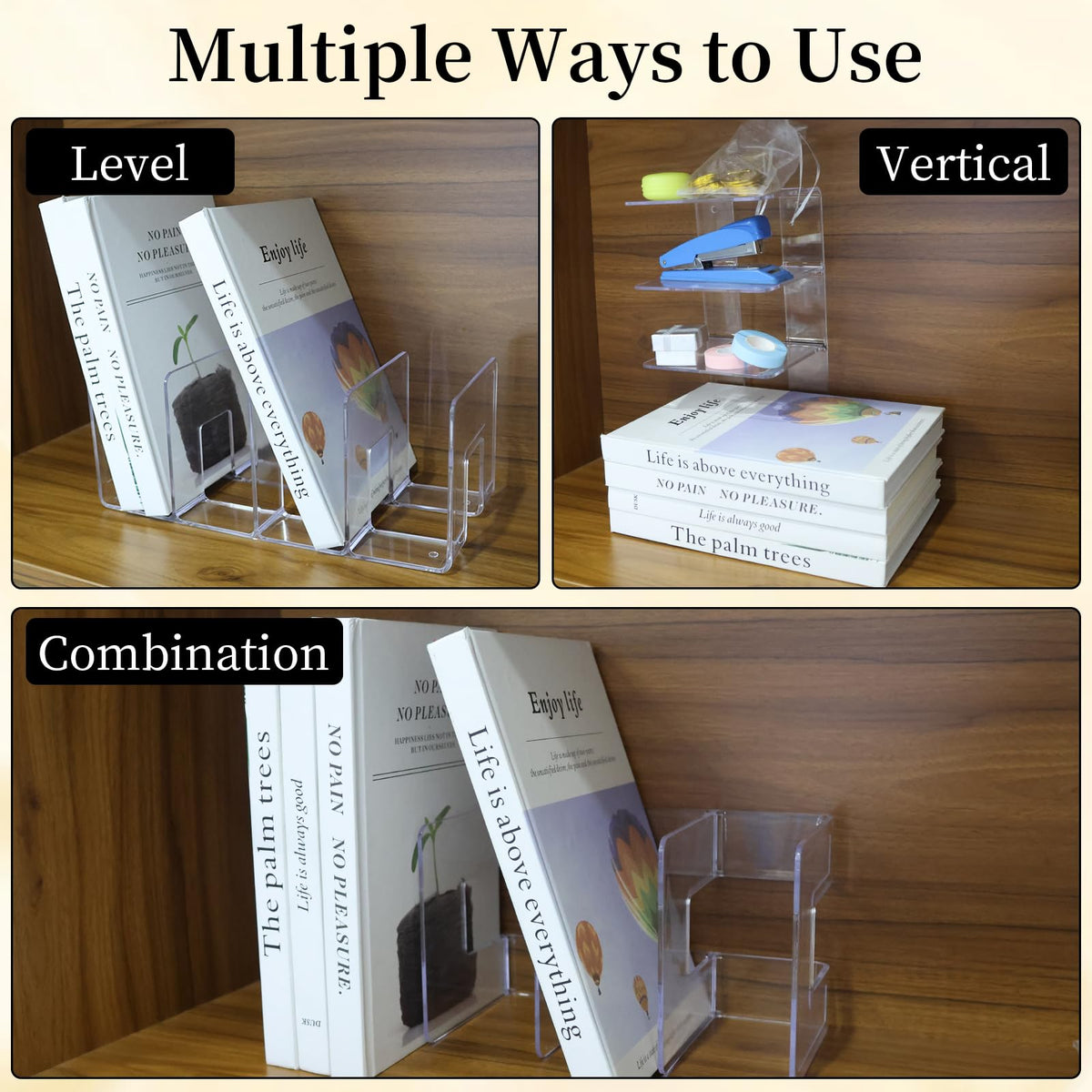 4-Slot Transparent Magazine File Holder with A4 Plastic Folder