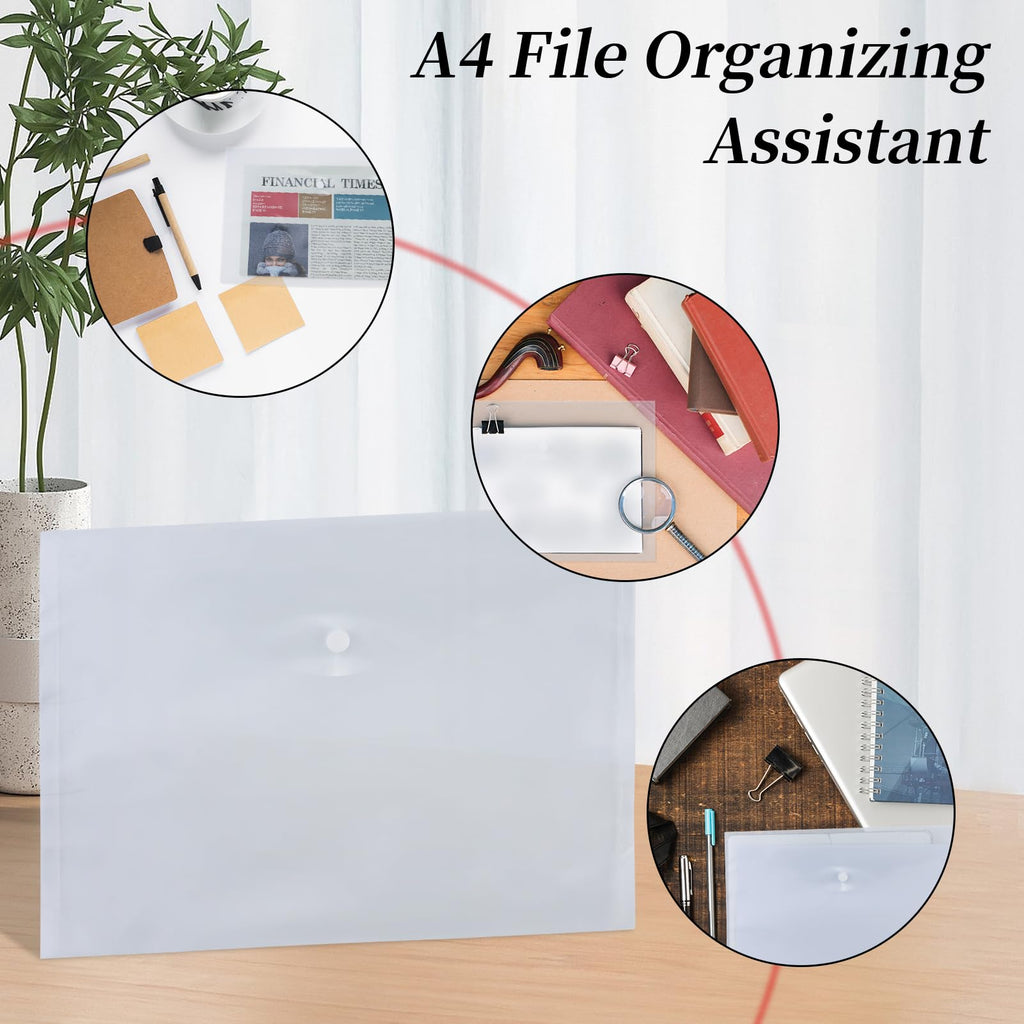 4-Slot Transparent Magazine File Holder with A4 Plastic Folder
