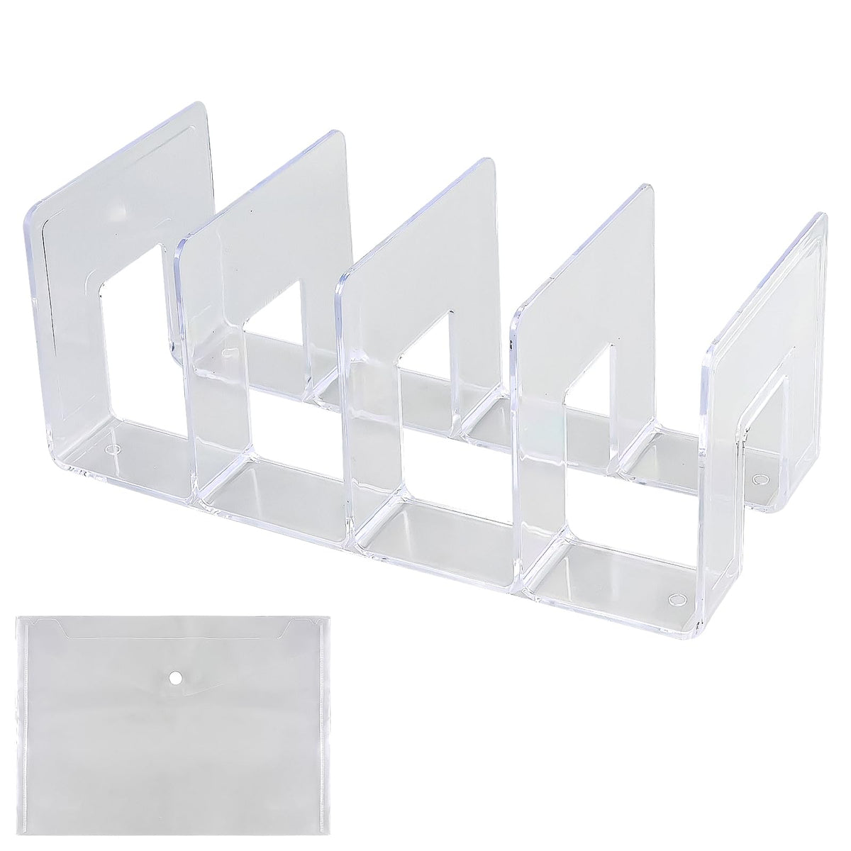 4-Slot Transparent Magazine File Holder with A4 Plastic Folder