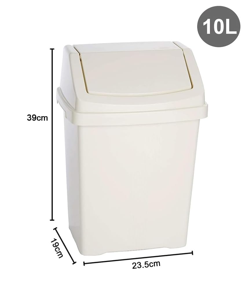 10L Swing Bin White for Home, Kitchen, Office & Bathroom — Swing Lid Trash Can