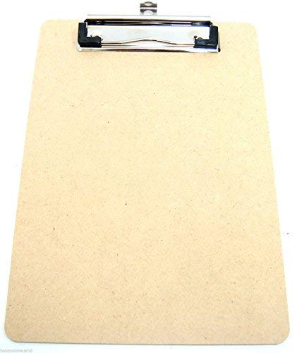 A5 Wooden Clipboard — Hardboard with Metal Clip & Hanging Hole