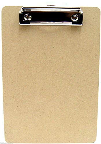 A5 Wooden Clipboard — Hardboard with Metal Clip & Hanging Hole