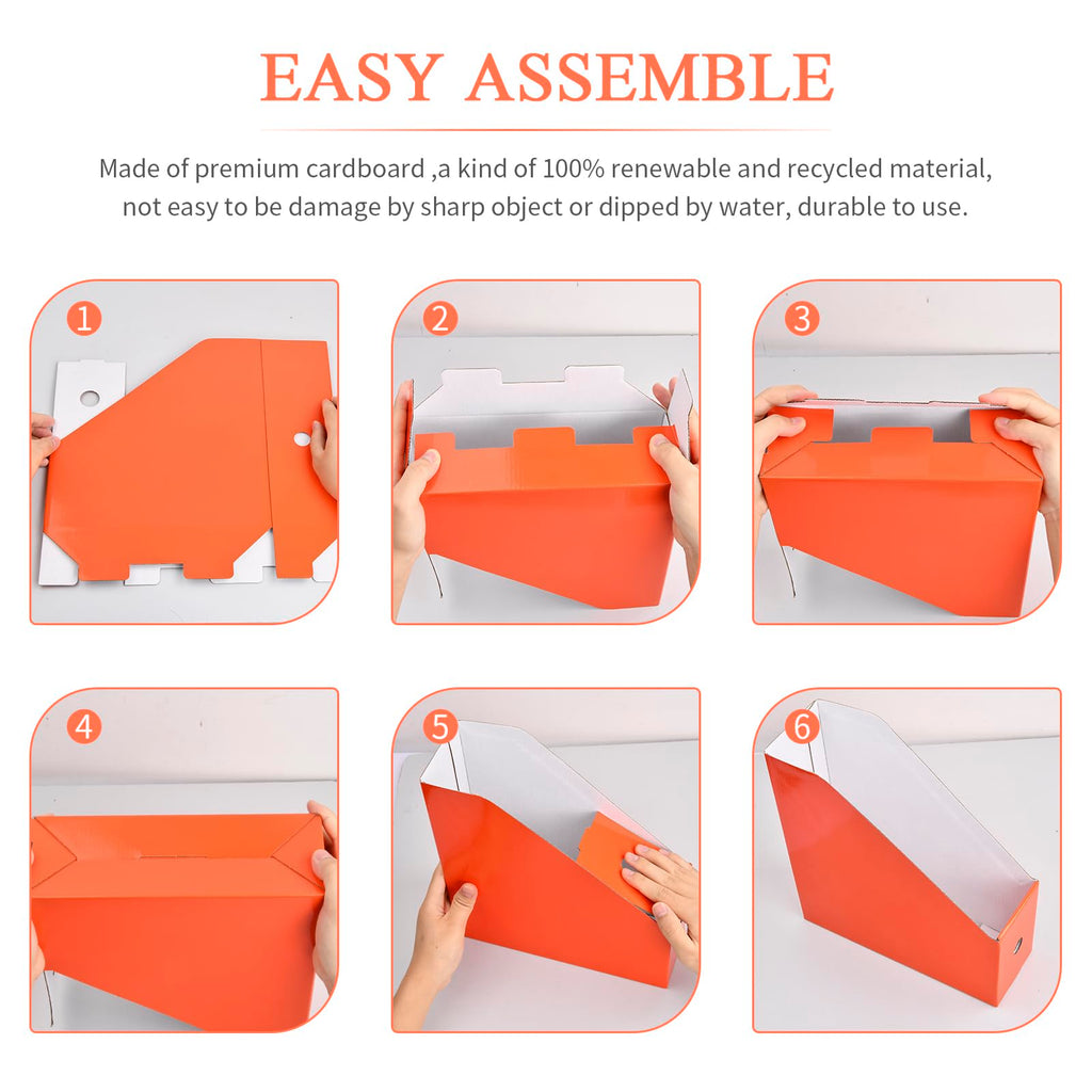 5-Pack Foldable A4 Cardboard Magazine File Holders with Labels (Black)