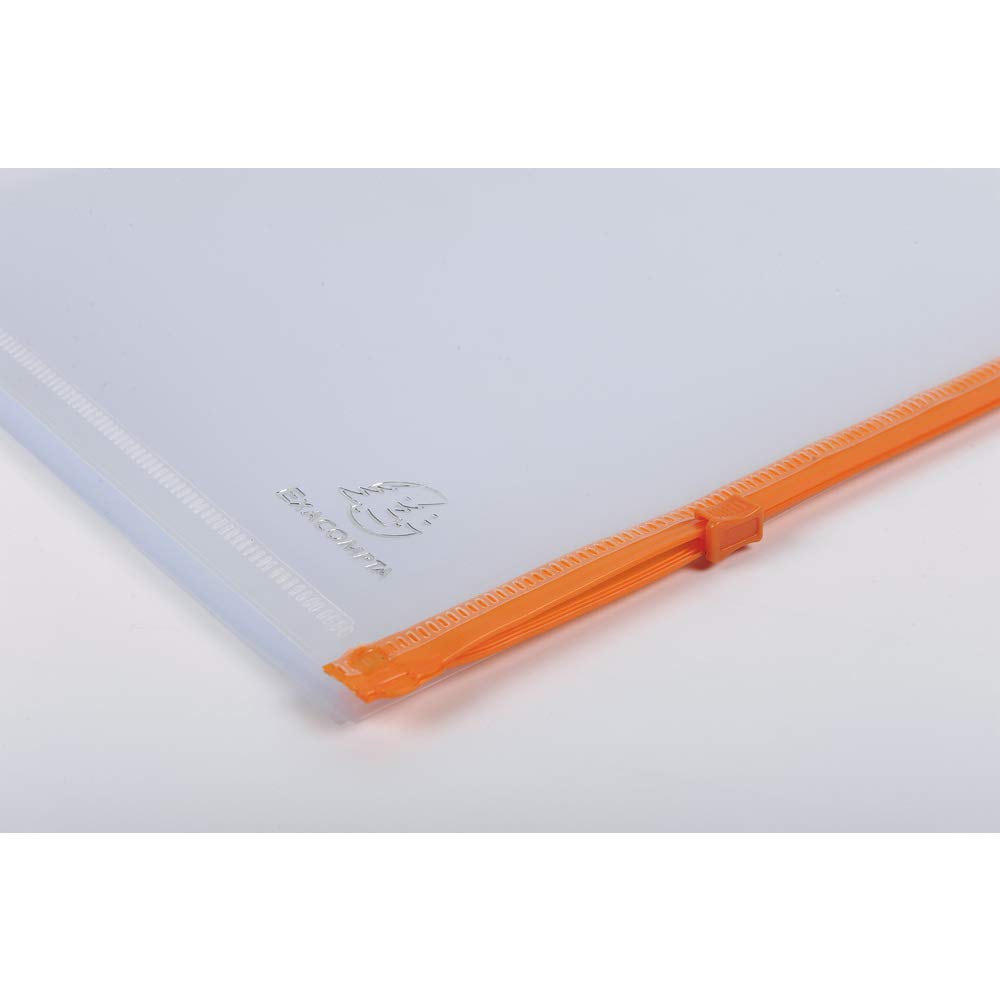 5 Punched A4 Zip Pockets Orange Crystal — Pack of 5