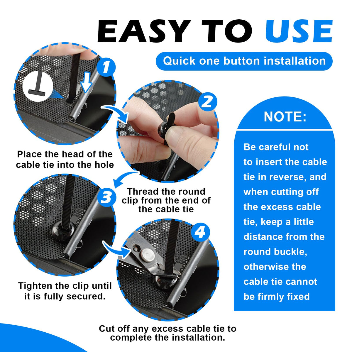 50 pcs Universal Nylon Self-Locking Cable Tie Buckles for Car Repairs