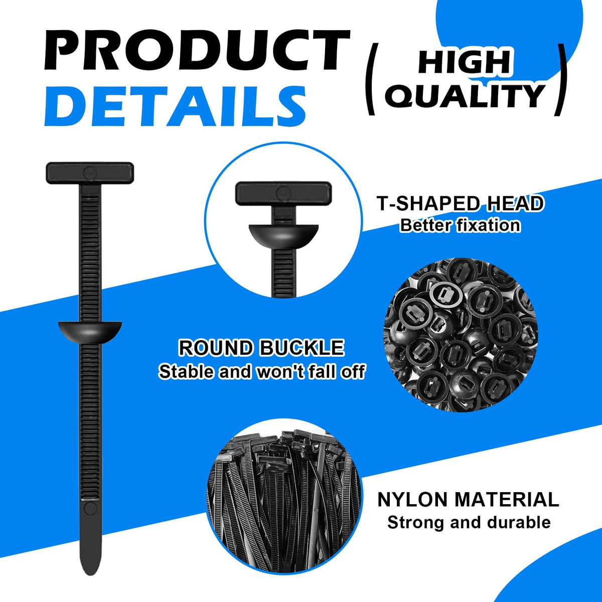 50 pcs Universal Nylon Self-Locking Cable Tie Buckles for Car Repairs