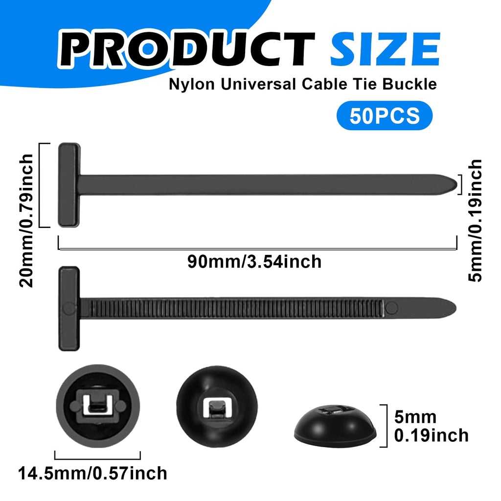 50 pcs Universal Nylon Self-Locking Cable Tie Buckles for Car Repairs