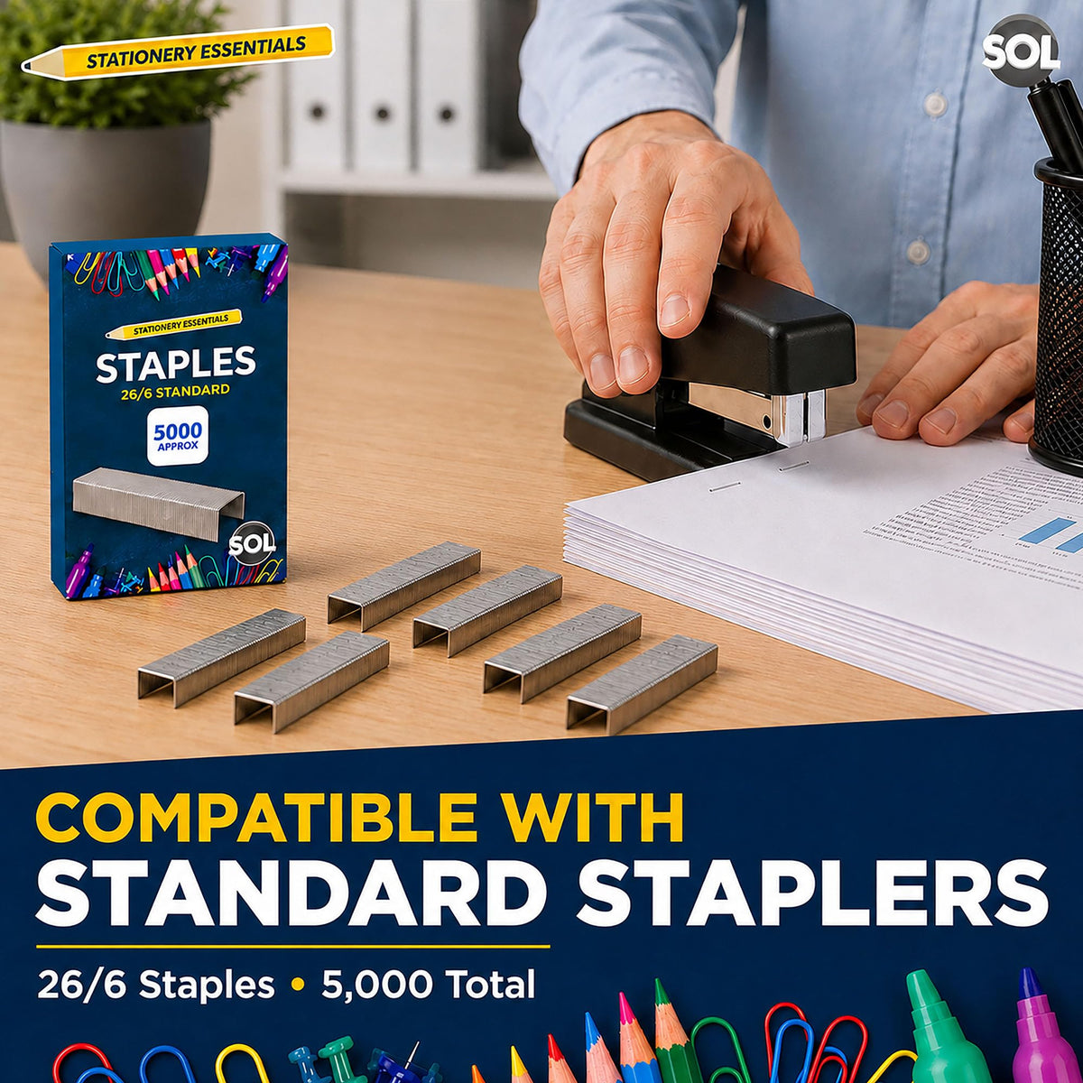 5000-Pack 26/6 Standard Staples Compatible with Standard Staplers
