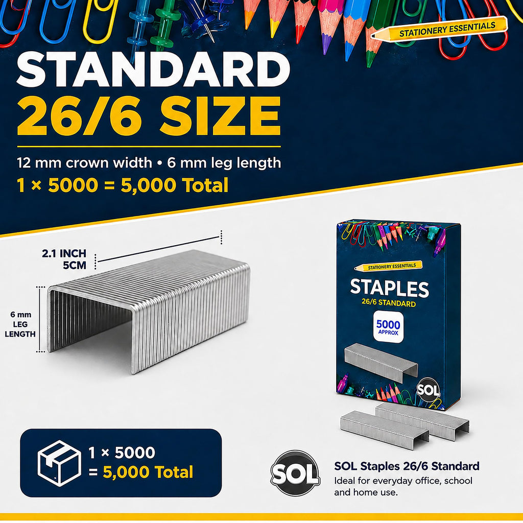 5000-Pack 26/6 Standard Staples Compatible with Standard Staplers