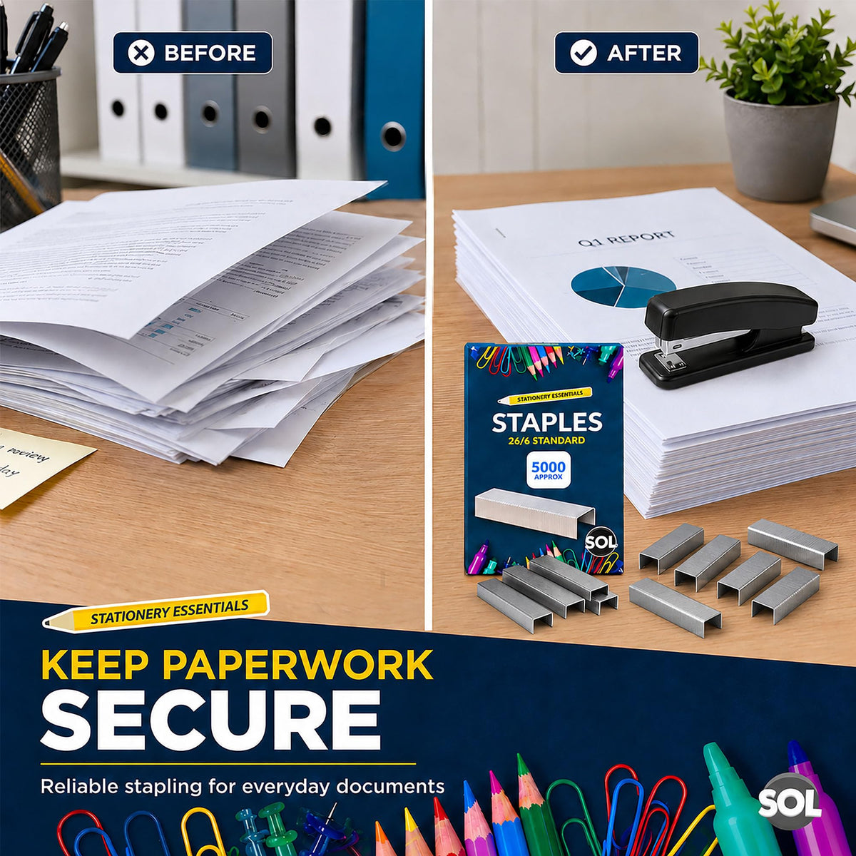 5000-Pack 26/6 Standard Staples Compatible with Standard Staplers