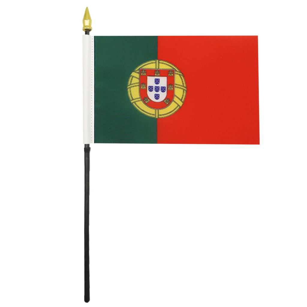 Portugal Table Flag 15x10 cm 100D Polyester with Plastic Base