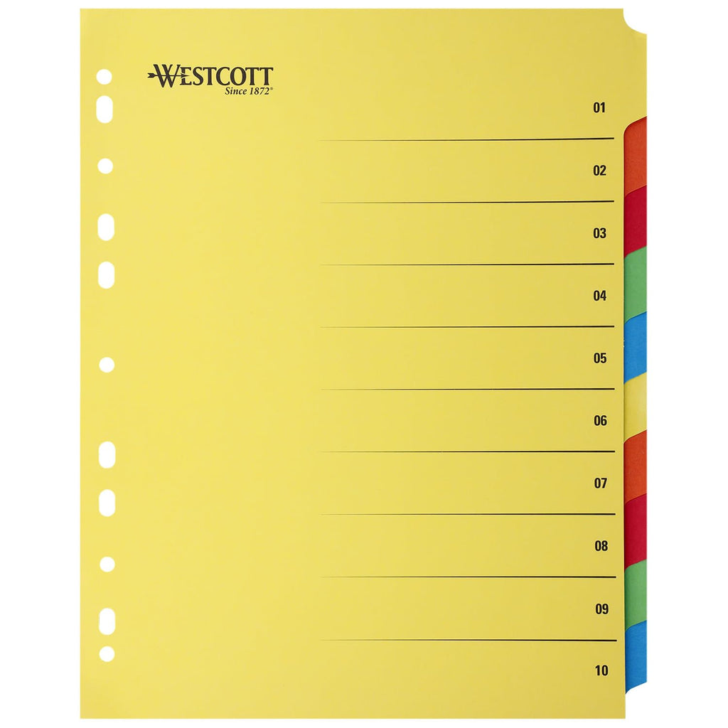 Folder Register for A4 Plastic Wallets — Extra‑Wide, 10 Coloured Tabs, 230g/m²