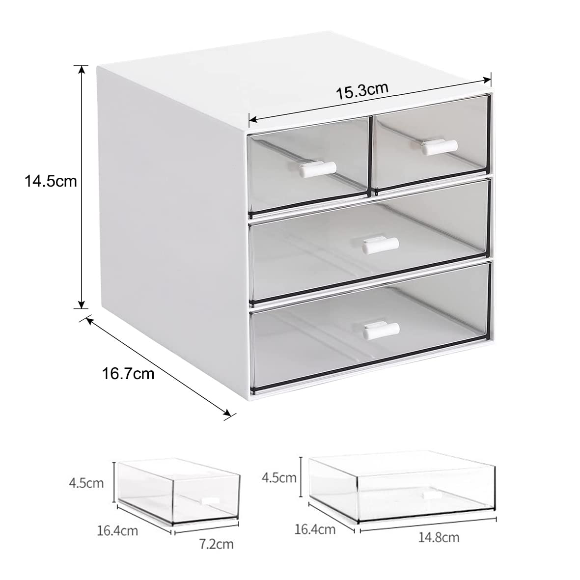 Desk Storage 4-Drawer Plastic Desktop Organizer - White