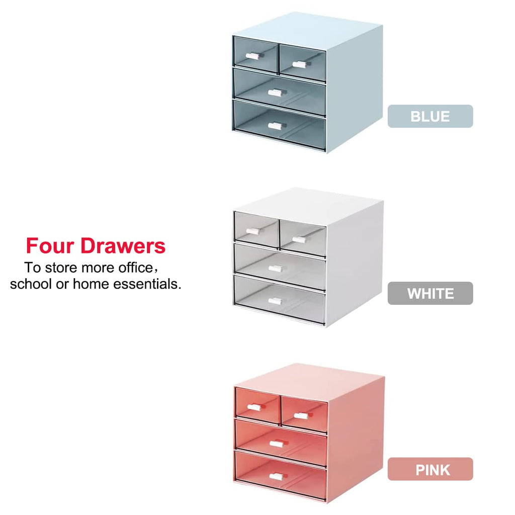 Desk Storage 4-Drawer Plastic Desktop Organizer - White