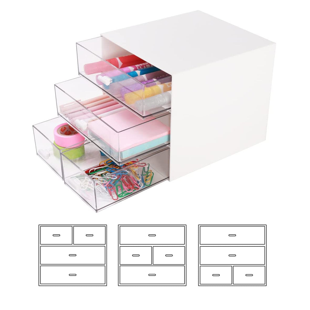 Desk Storage 4-Drawer Plastic Desktop Organizer - White