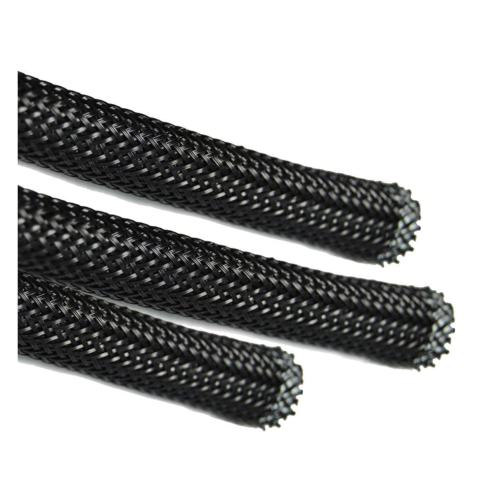 5m 4mm Expandable Black Polyester Braided Cable Sleeving