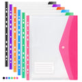 6-Pack A4 Punched Plastic Wallets File Folders, Assorted Colors, Side Opening