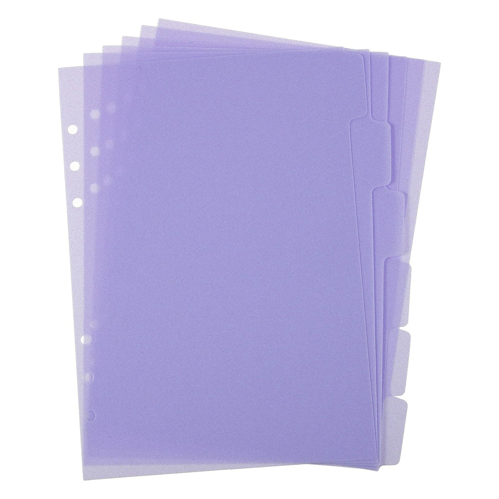 6-Pack A5 6-Ring Binder Dividers with Tabs — Purple