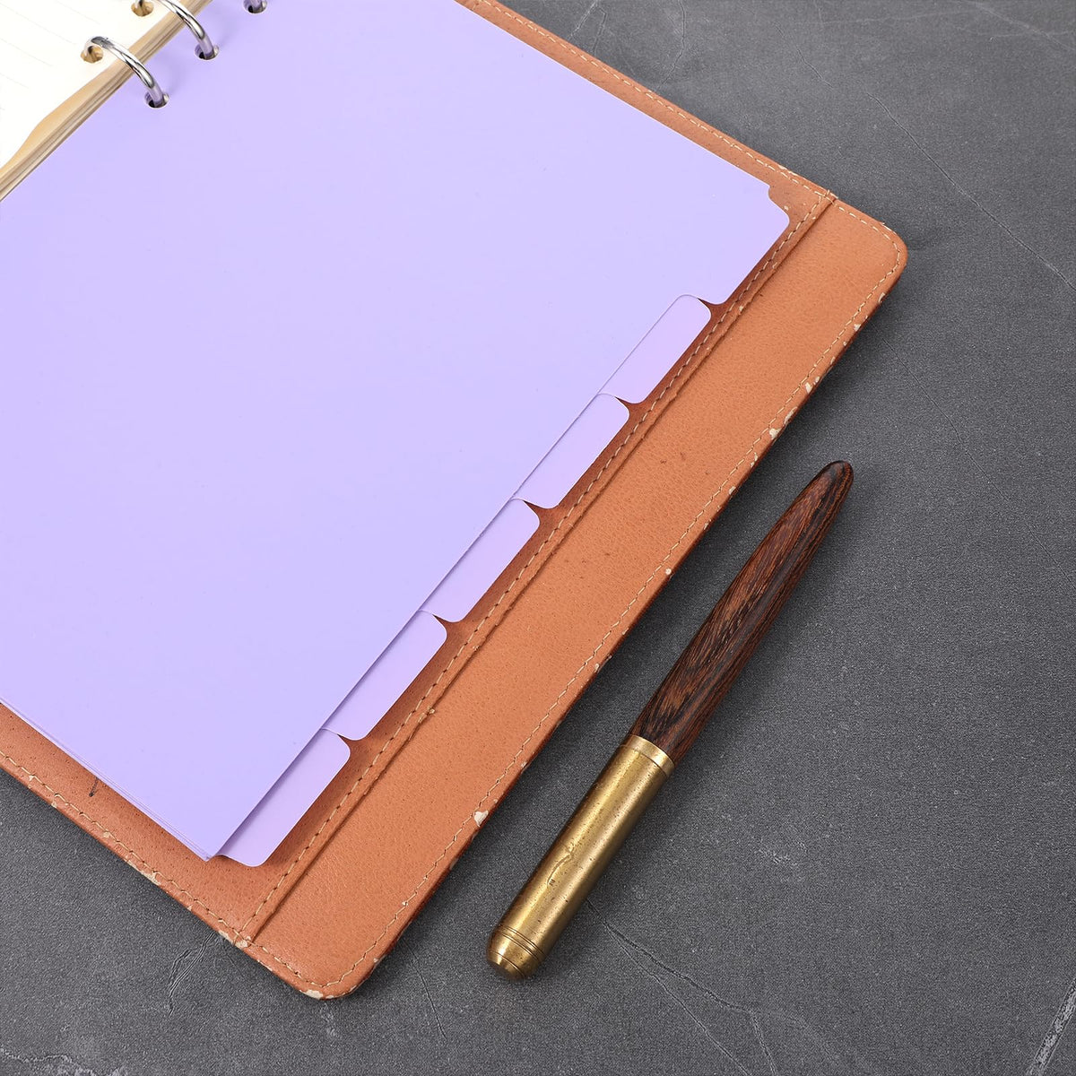 6-Pack A5 6-Ring Binder Dividers with Tabs — Purple