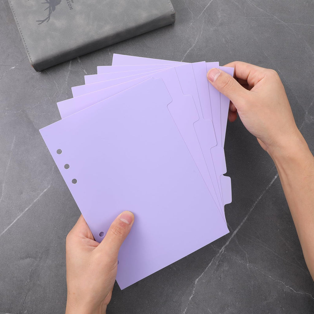 6-Pack A5 6-Ring Binder Dividers with Tabs — Purple