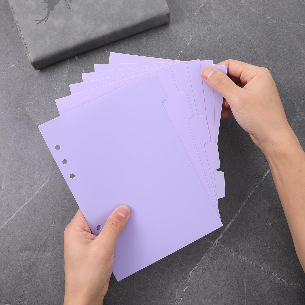 6-Pack A5 6-Ring Binder Dividers with Tabs — Purple