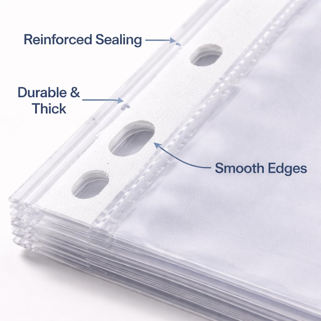 60 Micron A4 Punched Clear Plastic Wallets — 100-Pack