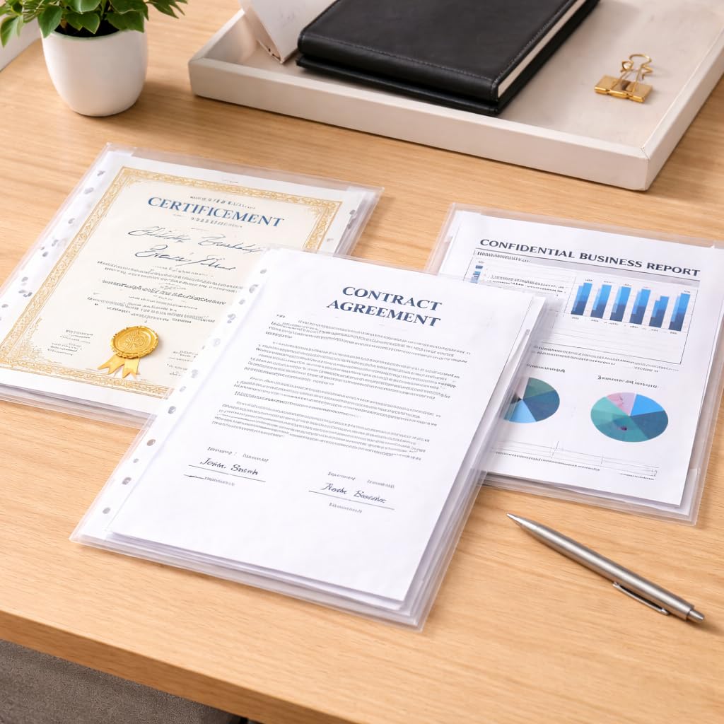 60 Micron A4 Punched Clear Plastic Wallets — 100-Pack