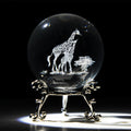 60mm 3D Laser-Engraved Mom & Baby Giraffe Crystal Ball Paperweight