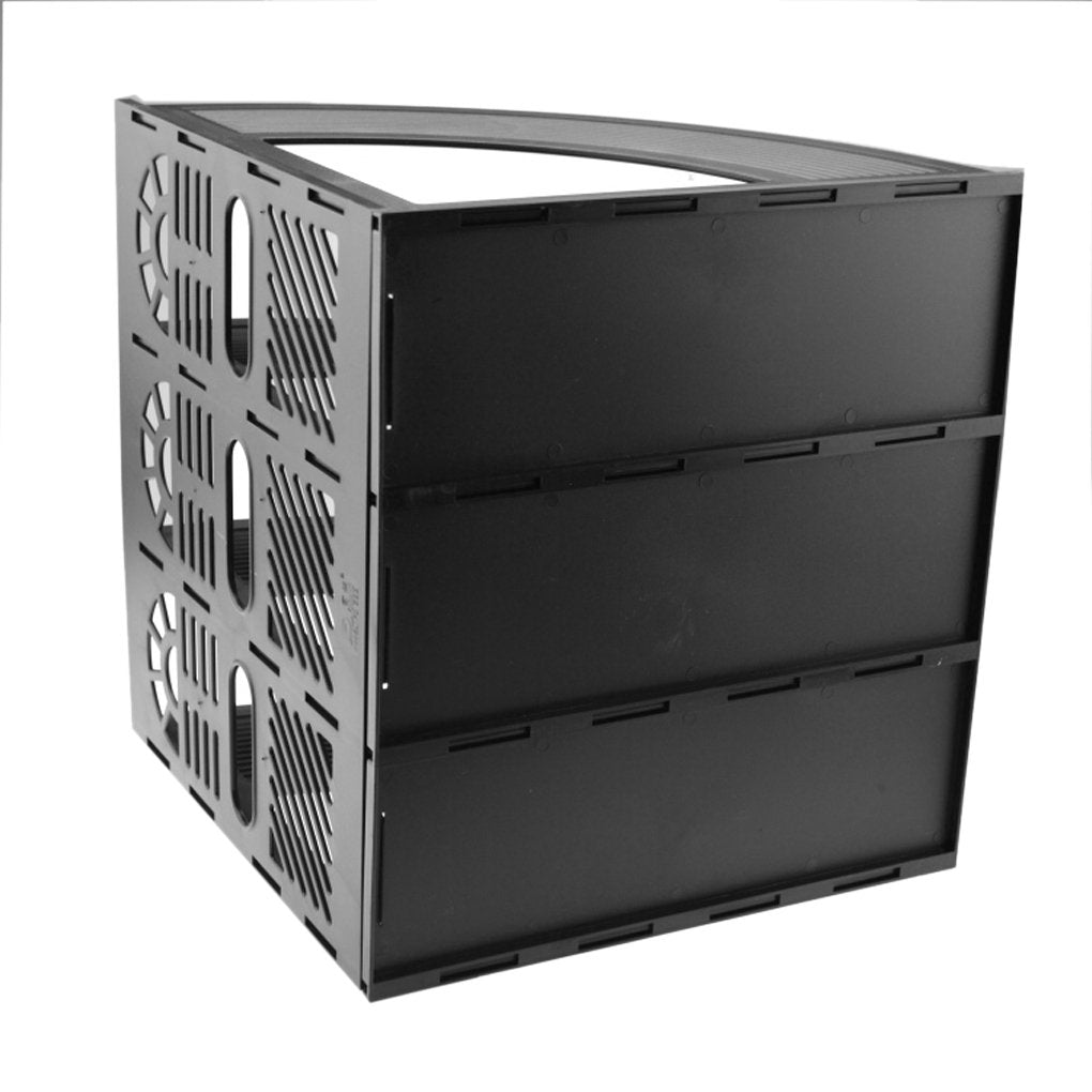 Desk File Organizer — 3-Compartment Sturdy Plastic Magazine Holder (Black)