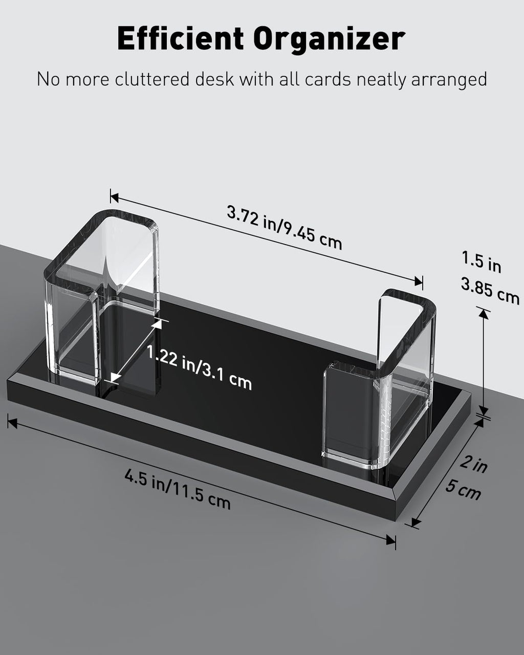 Acrylic Horizontal Business Card Holder 1-Slot — Clear, 60-Card Capacity